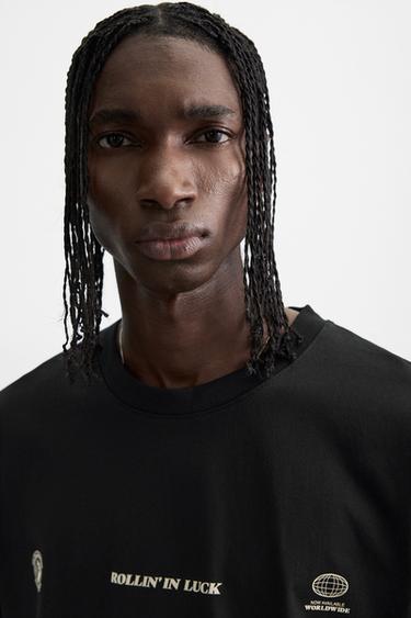 T-SHIRT IMPRIMÉ DÉS - Noir de Zara - Image 5