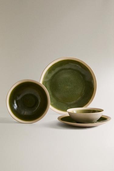 GREEN STONEWARE DINNER SET - Green by Zara - Image 0