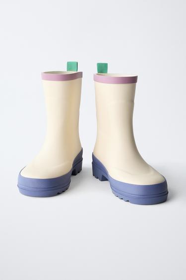 COLOUR BLOCK WELLIES - White by Zara - Image 2