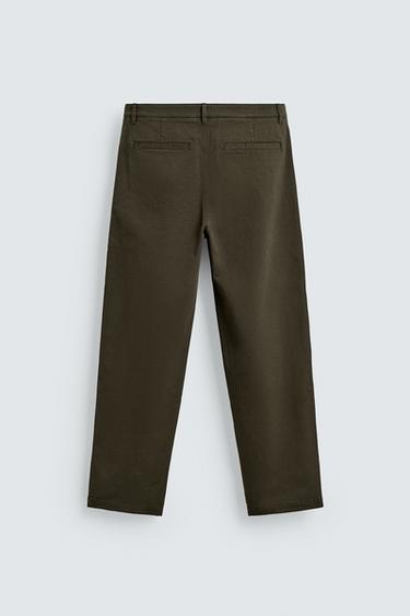 PLEATED CHINO TROUSERS - Green by Zara - Image 7