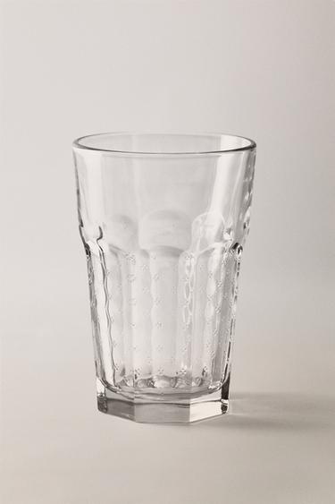 VASO IN VETRO CON FIORI IN RILIEVO - Trasparente di Zara