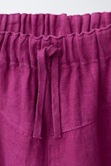 PANTALON BOUFFANT 100% LIN - Fuchsia de Zara - Image 2