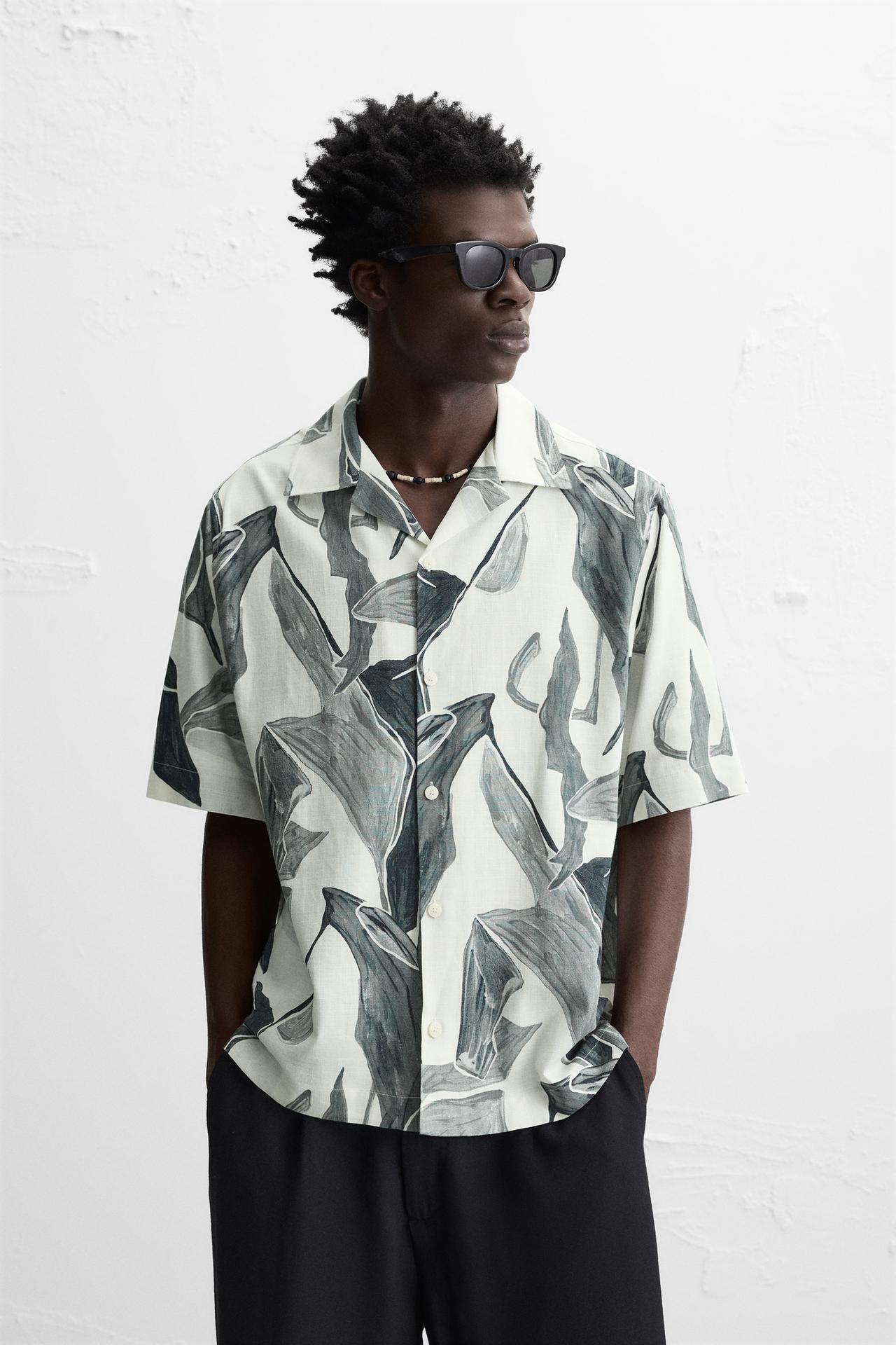 Zara RELAXED FIT SHIRT - Black / White