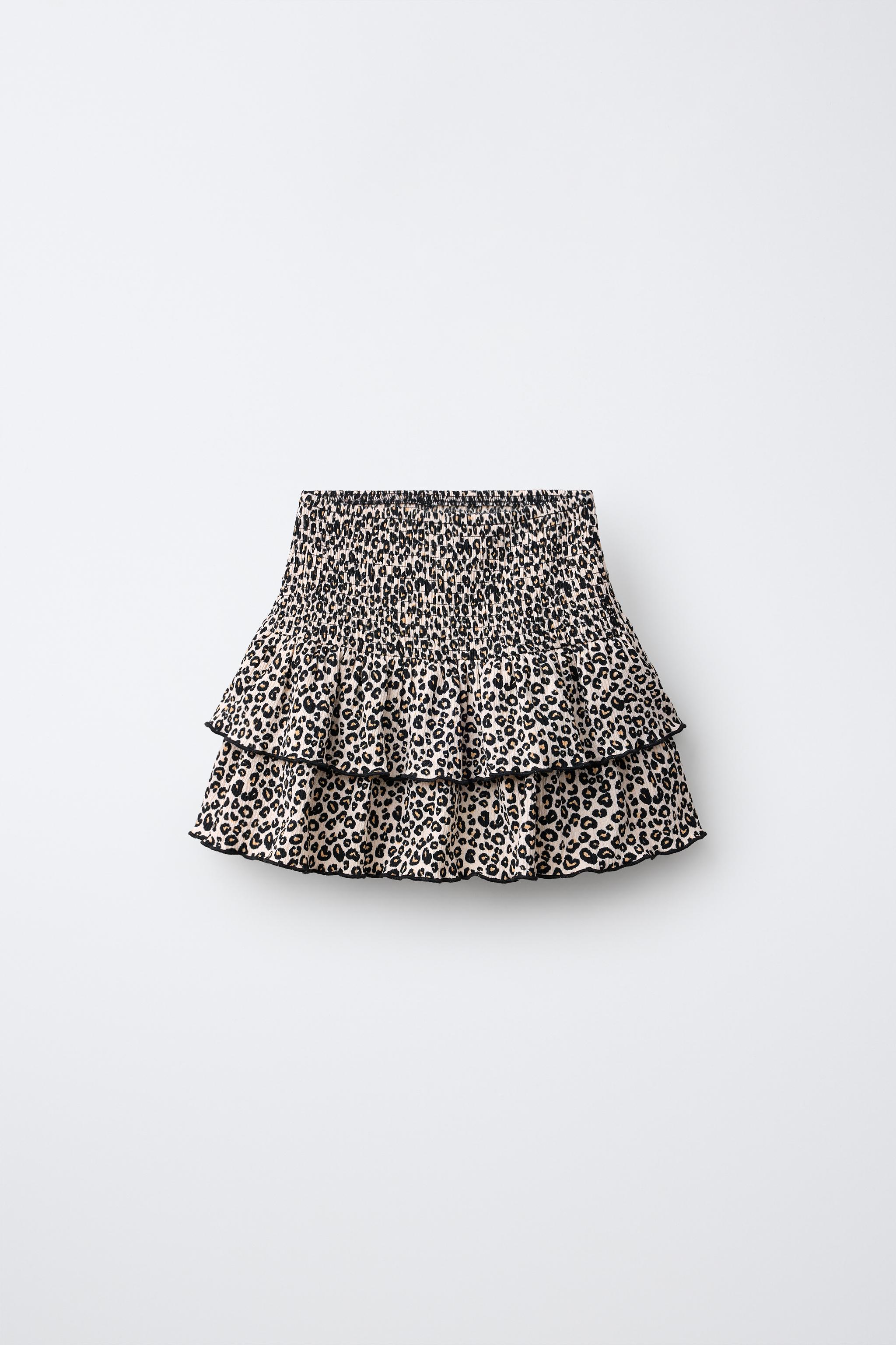 PRINTED RUFFLE SKIRT — Leopard