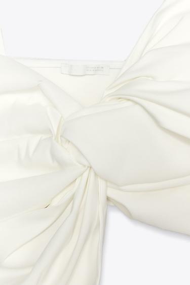 MAXI BOW CROP TOP - Oyster-white by Zara - Image 7