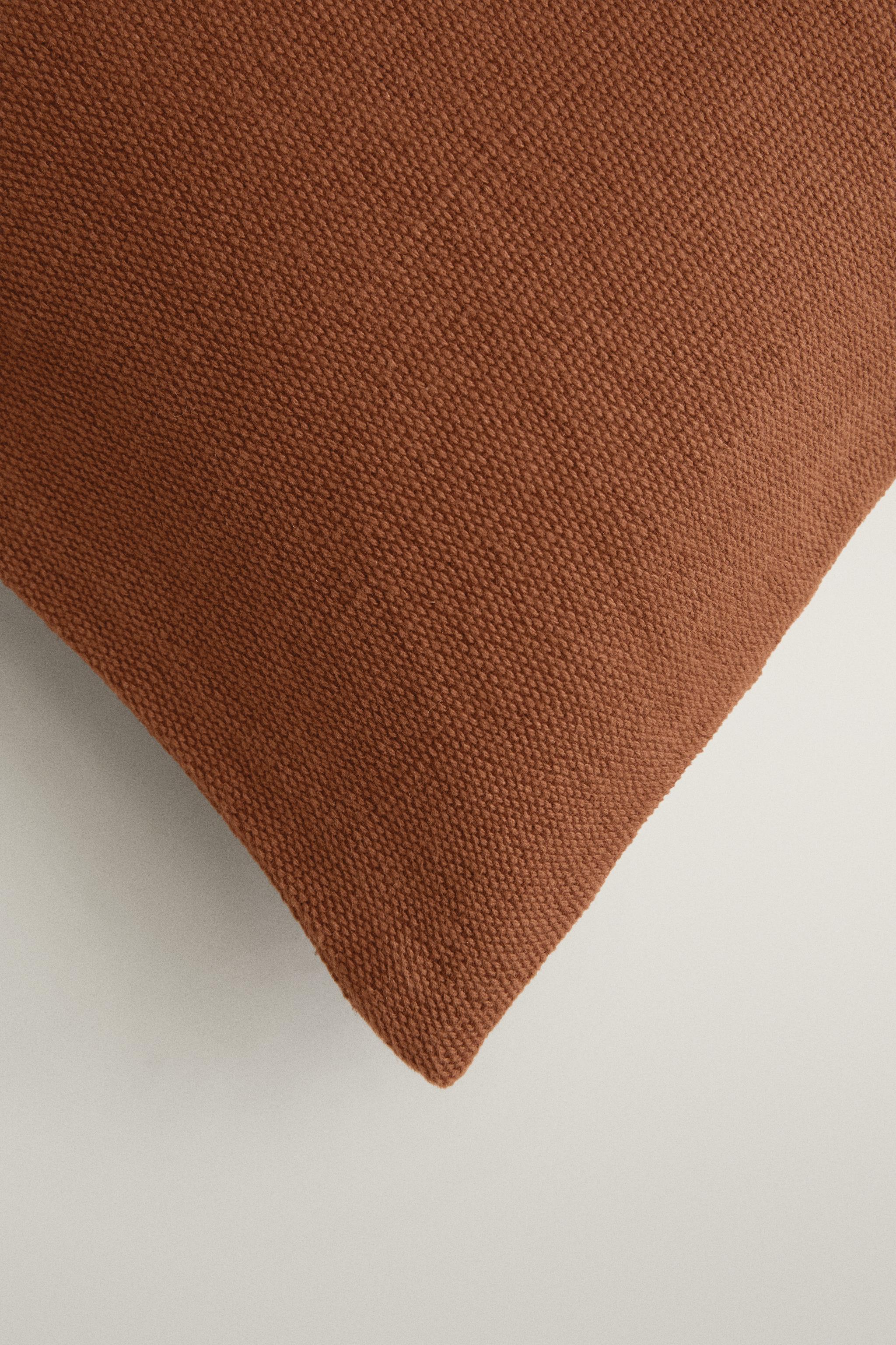 JUTE AND COTTON THROW PILLOW COVER — Brick