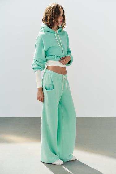 CROPPED FLUOR SWEATSHIRT - Blauw / Groen van Zara
