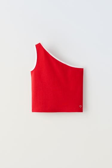 DÉBARDEUR ASYMÉTRIQUE AVEC CŒUR - Rouge de Zara