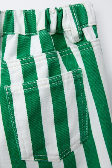 STRIPED DENIM BERMUDA SHORTS CASA LAWA © X ZARA KIDS - Green by Zara - Image 3