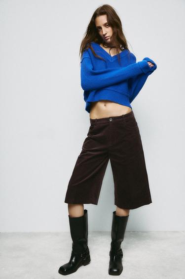 Zara CORDUROY SHORTS ZW COLLECTION - Brown