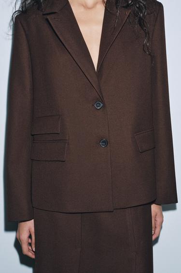 ZW COLLECTION POCKET BLAZER - Brown by Zara