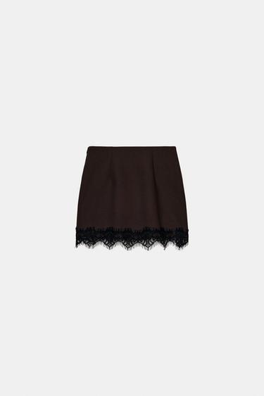 JUPE-PANTALON À BAS DENTELLE - Marron de Zara - Image 5