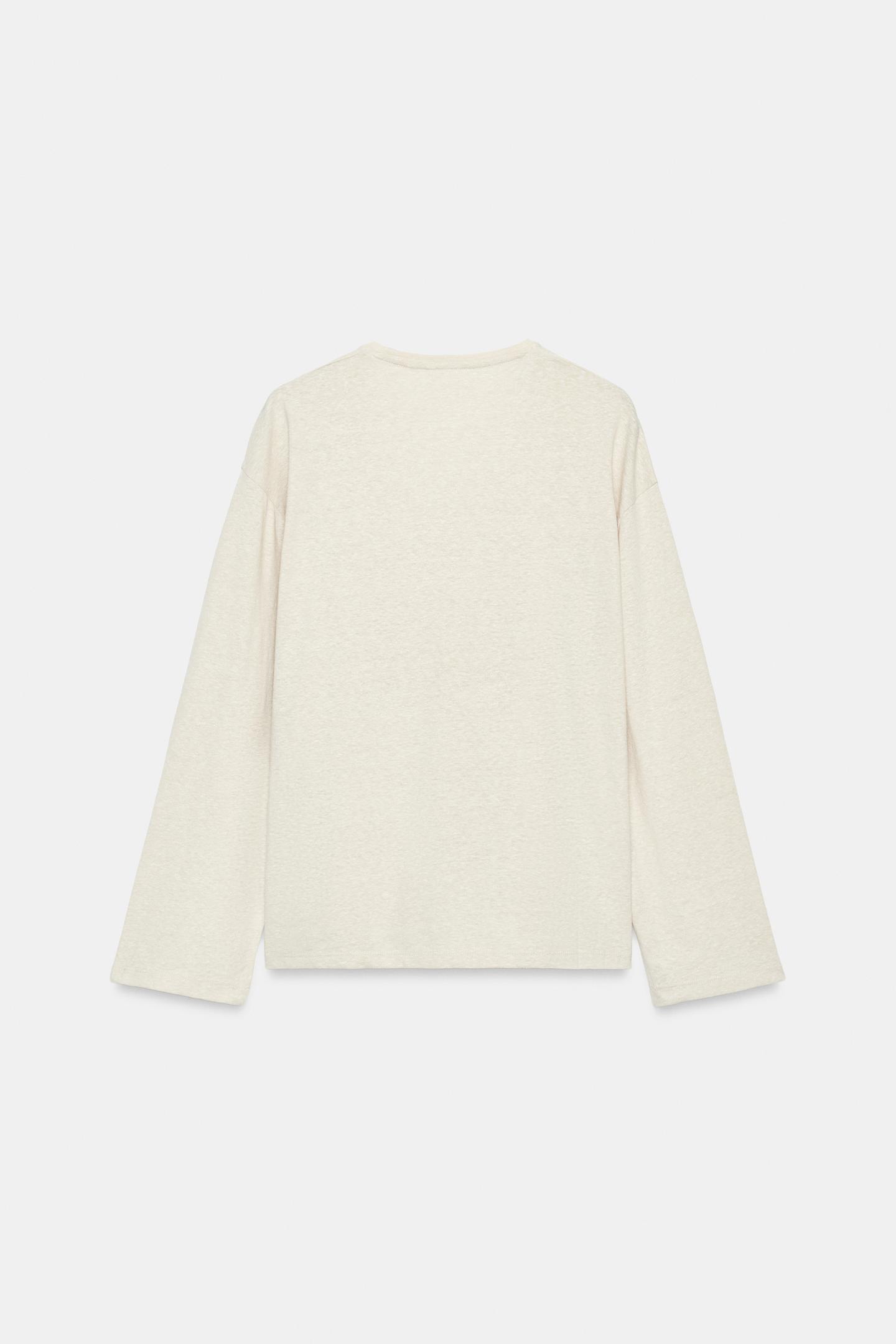 Женская футболка Zara V-NECK, цвет: Серо-бежевый — фото 8