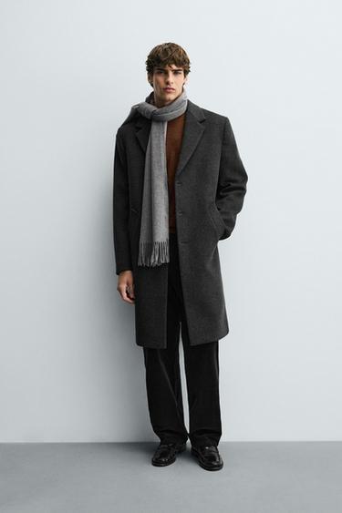 REGULAR FIT WOOL COAT - Anthracite Grey by Zara