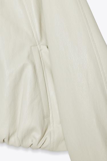 BLOUSON BOMBER MATIÈRE SYNTHÈTIQUE - Écru de Zara - Image 8