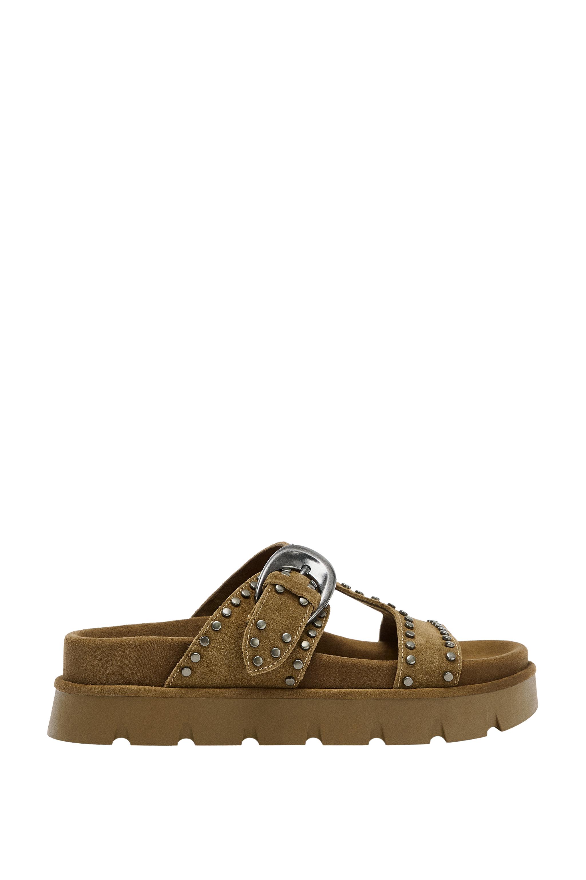 ササラ砂漠 SANDÁLIA PLATAFORMA TACHAS CROUTE - Verde-caqui | ZARA Brasil