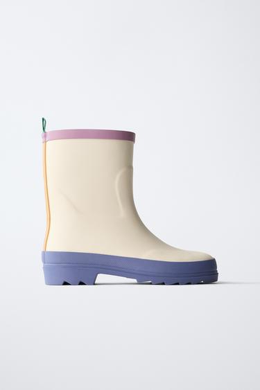 Zara COLOR BLOCK RAIN BOOTS - White