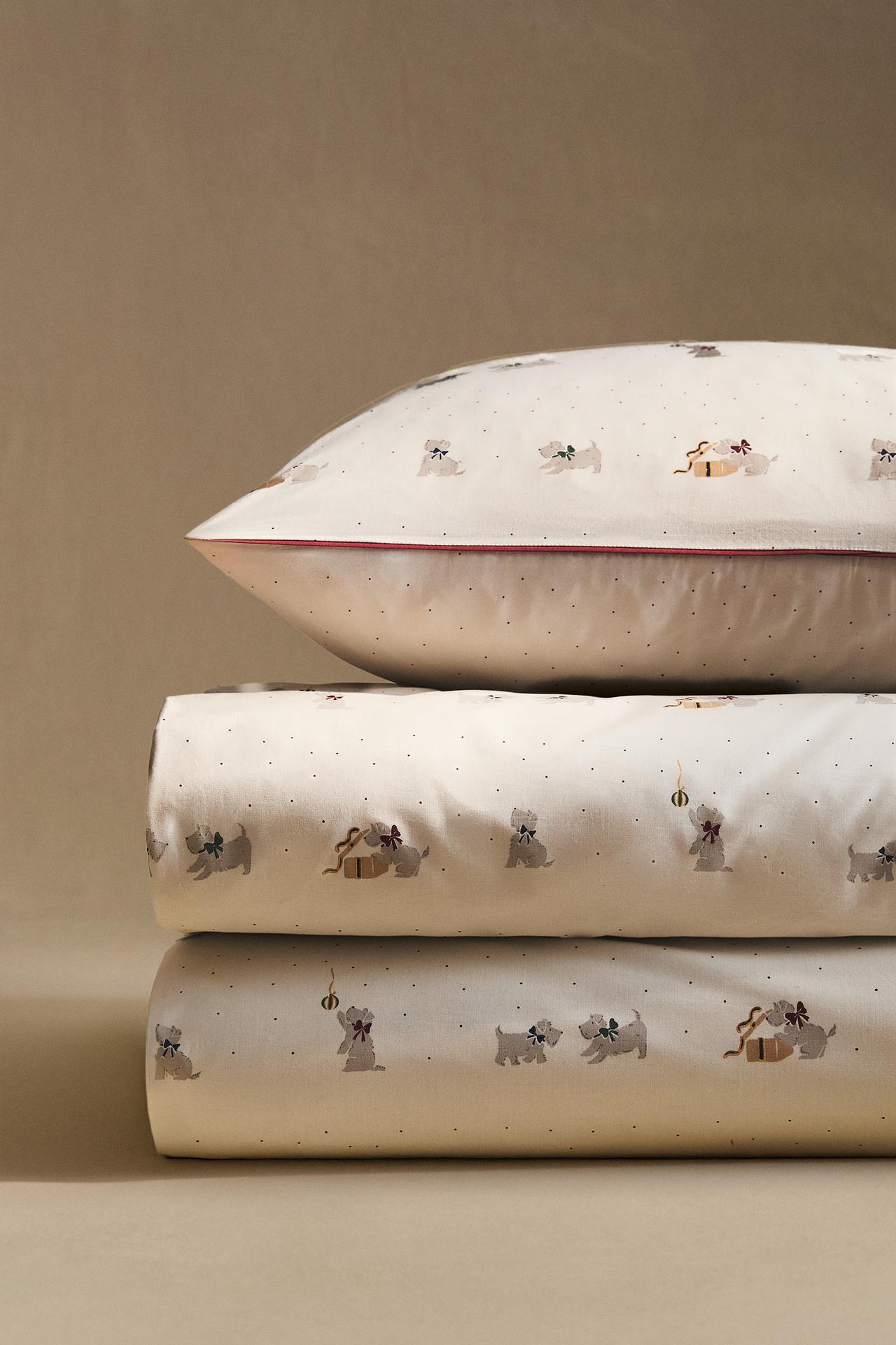 KIDS' CHRISTMAS PUPPY COTTON DUVET COVER (200 THREAD COUNT)
