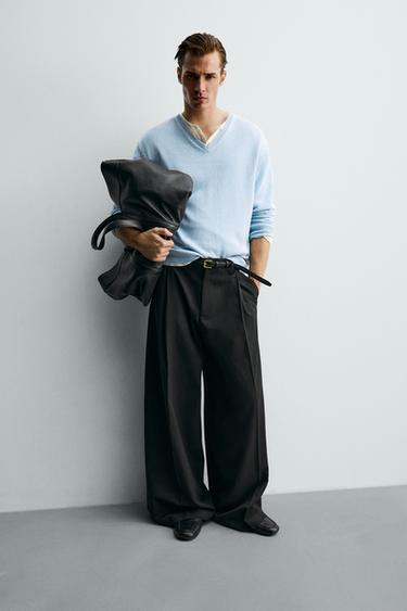 PANTALON COUPE LARGE À PLIS - Noir de Zara - Image 5