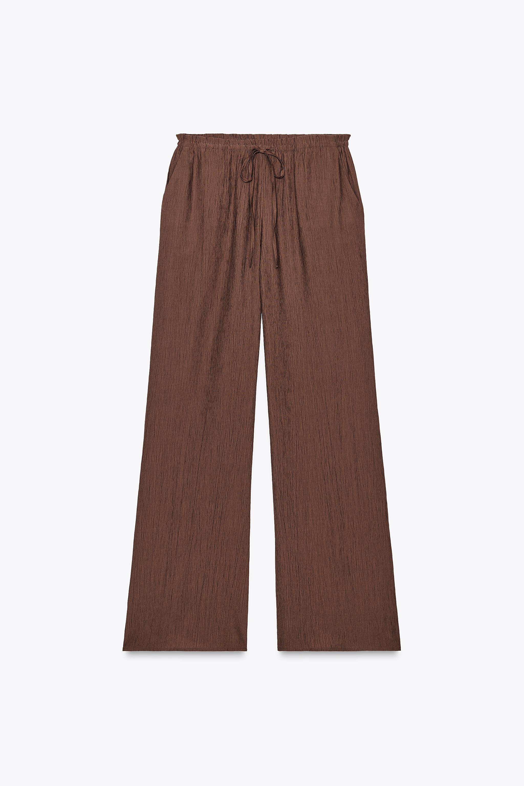 スペイン発送 ZARA クランプ付きワイドパンツ ブラウン 今季新作 スペイン発送 ZARA クランプ付きワイドパンツ 選べるカラー 新作