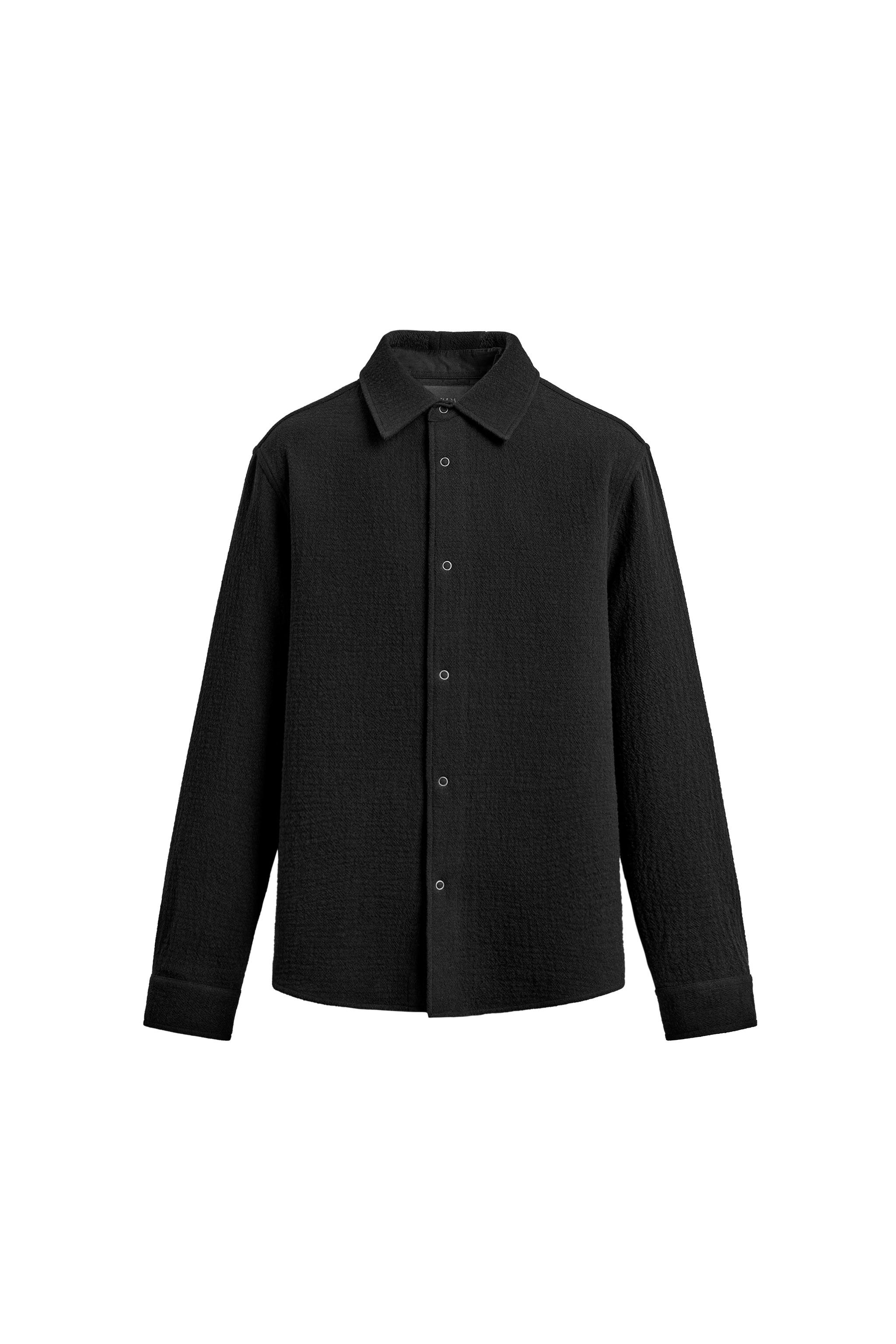 テクスチャー リラックスフィットシャツジャケット - ブラック | ZARA