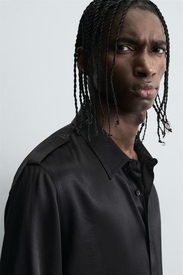 CHEMISE SATINÉE COUPE DÉCONTRACTÉE - Noir de Zara - Image 6
