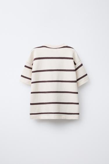 ENSEMBLE T-SHIRT ET BERMUDAS À RAYURES - Écru / Bleu marine de Zara - Image 2