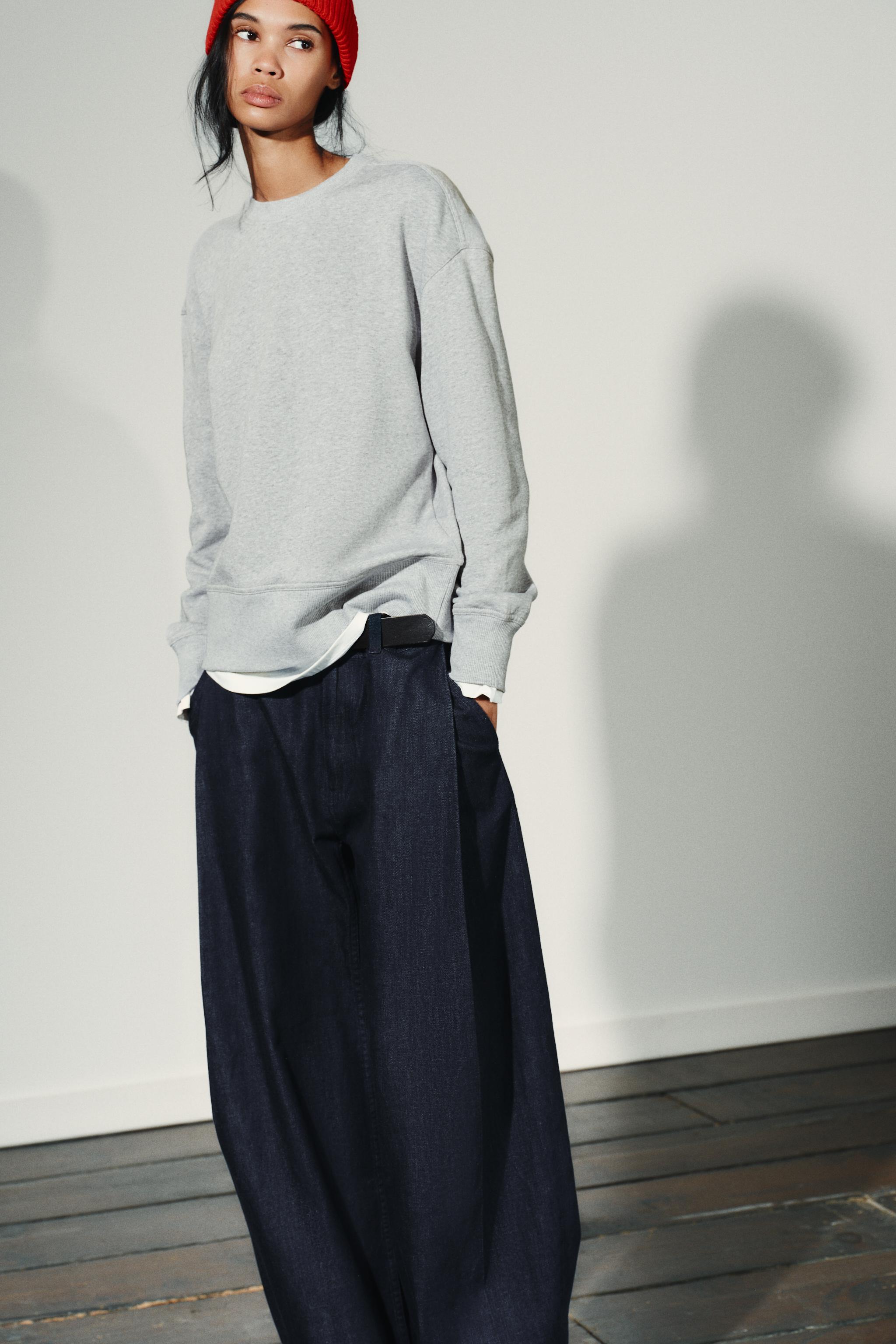おそろいセット⑦ COMBINATION PLUSH SWEATSHIRT - Navy blue | ZARA United States