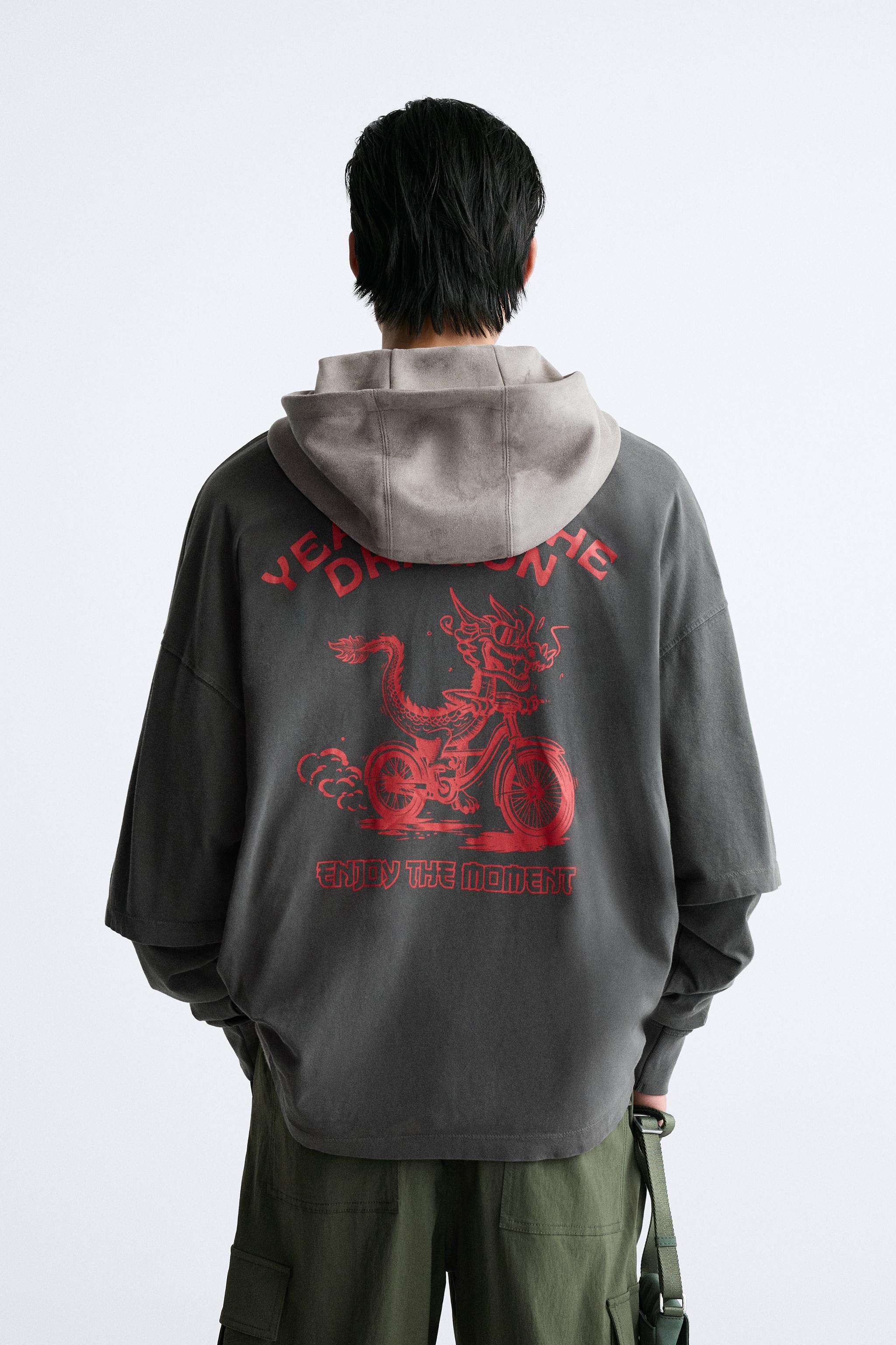 ドラゴンプリントTシャツ - ダークグレー | ZARA Japan / 日本