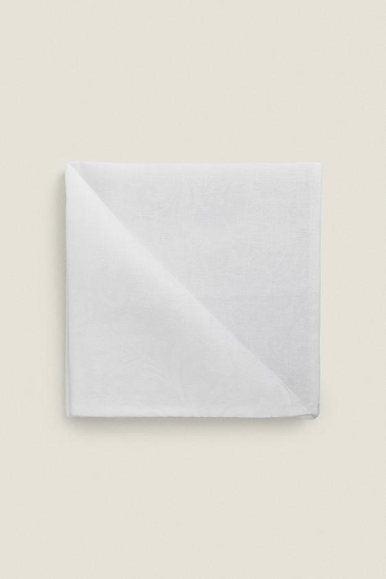 LINEN NAPKINS WITH JACQUARD AND LACE TRIM White ZARA United Kingdom