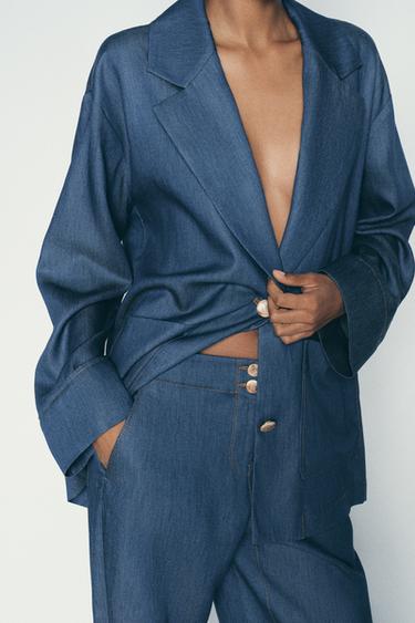 ОУВЪРСАЙЗ БЛЕЙЗЪР, ИМИТАЦИЯ НА ДЕНИМ - Индиго от Zara