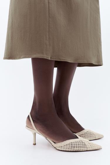 CHAUSSURES À TALONS OUVERTES À L'ARRIÈRE TRESSÉES - Blanc écru de Zara - Image 1