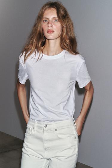 Zara BASIC COTTON T-SHIRT - White