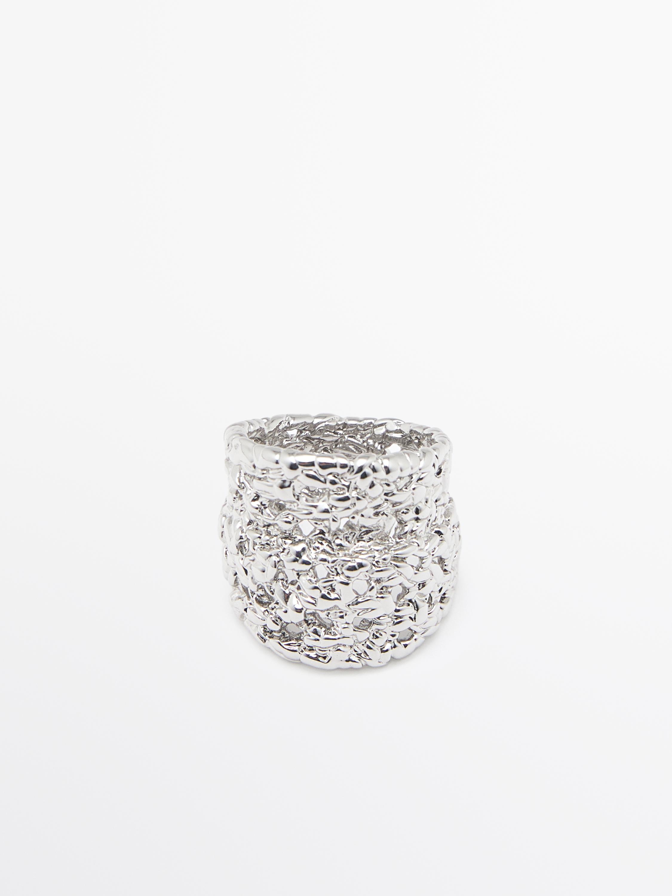 Wide braided ring — Silver