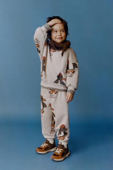 Zara KOMPLET ZA DŽOGING SA PINGVINIMA – prljavobela