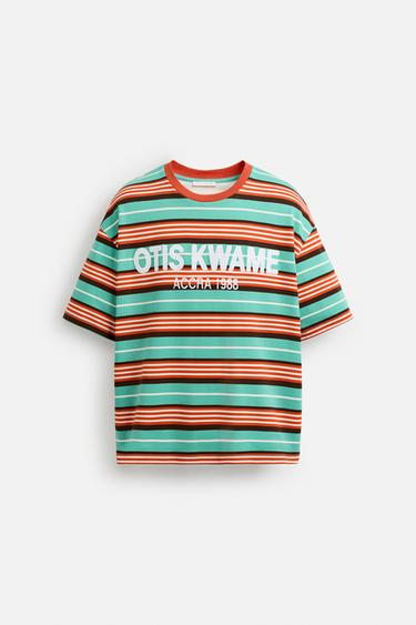 Zara EMBROIDERED STRIPED T-SHIRT © OTIS KWAME KYE QUAICOE - Green