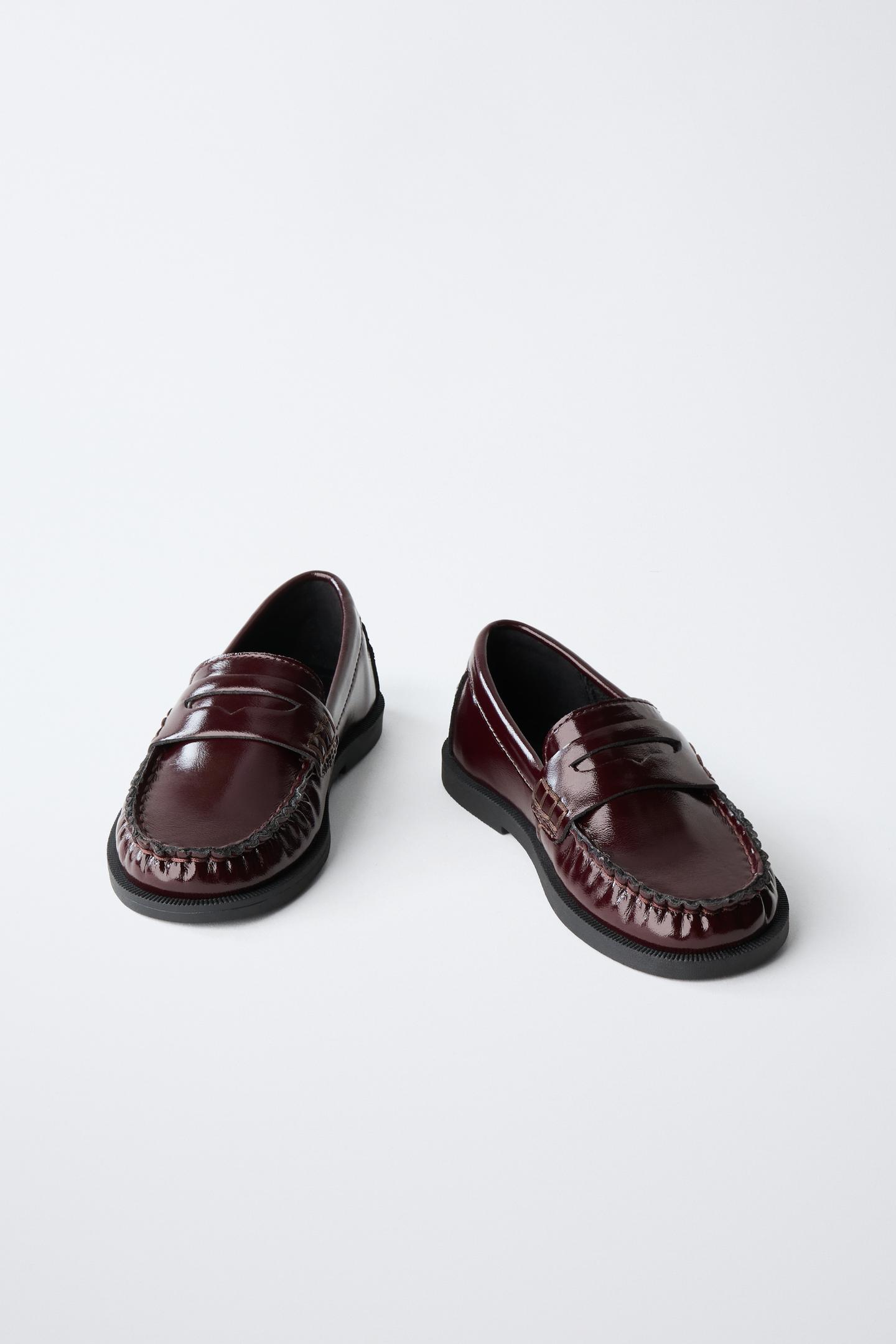 Детские туфли Zara Classic Penny, цвет: Бордовый красный — фото 3
