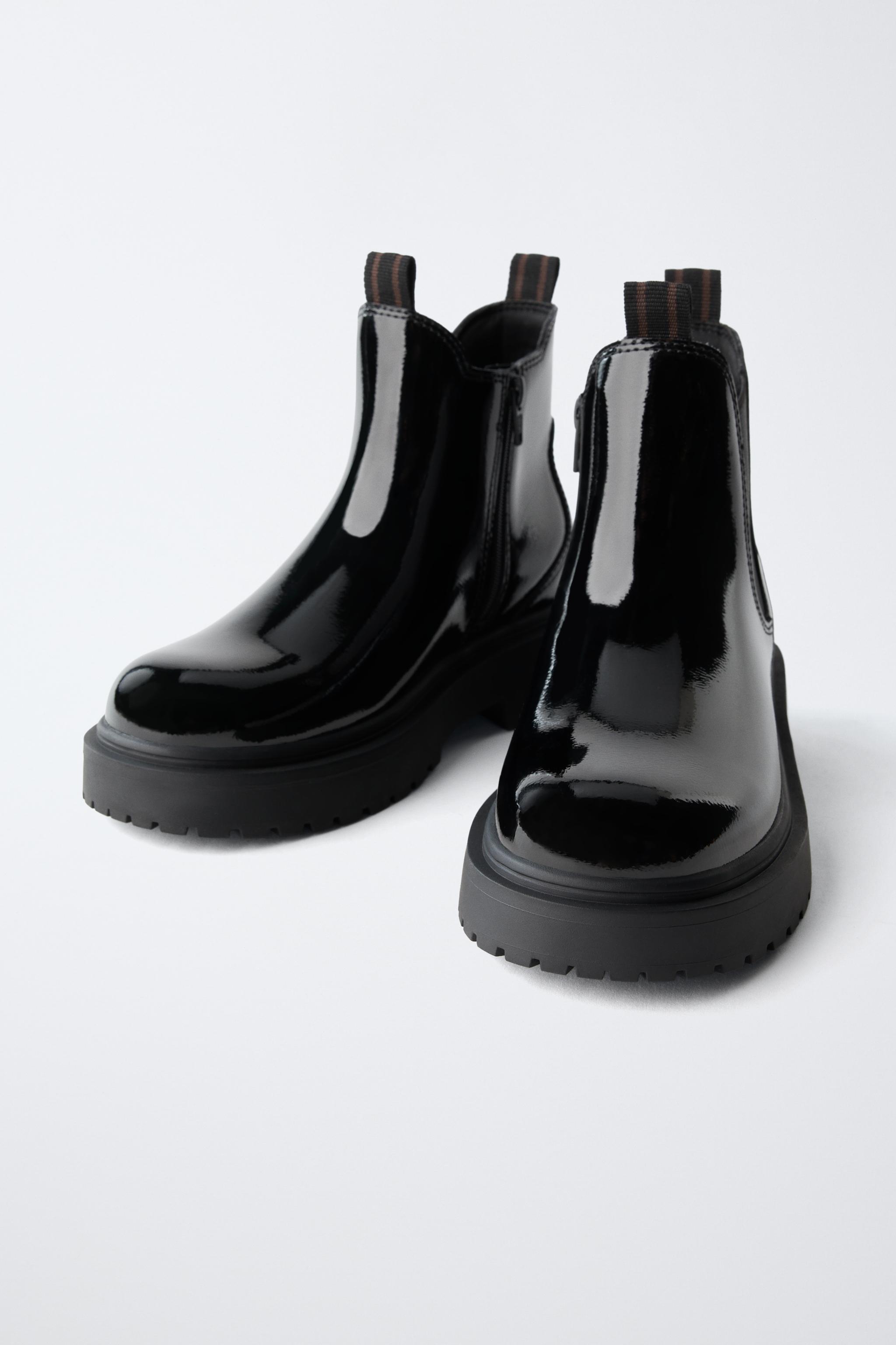 PATENT ANKLE BOOTS