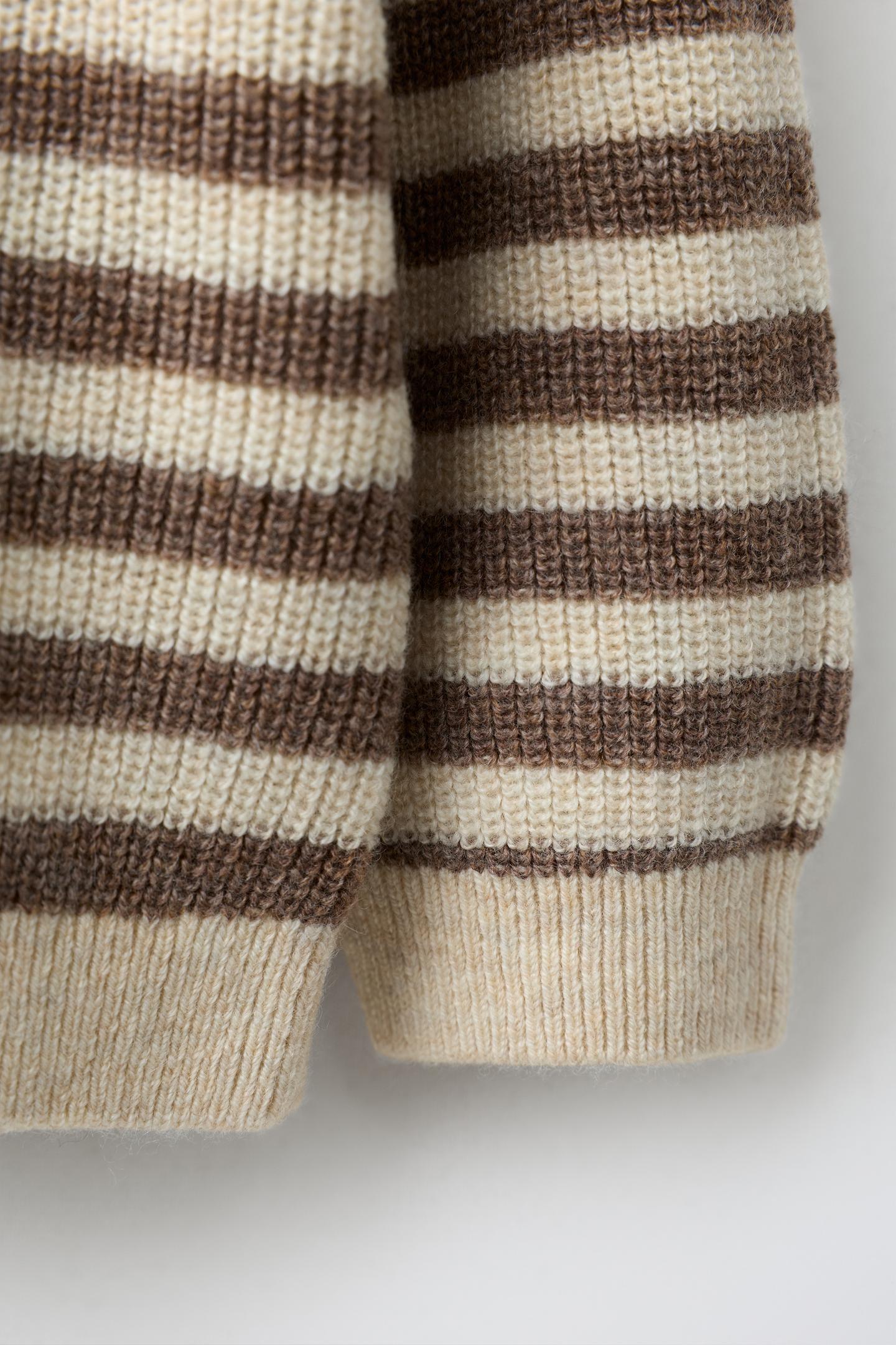 Детский свитер Zara Striped Wool and Cashmere Knit, цвет: Светлый бежевый — фото 3