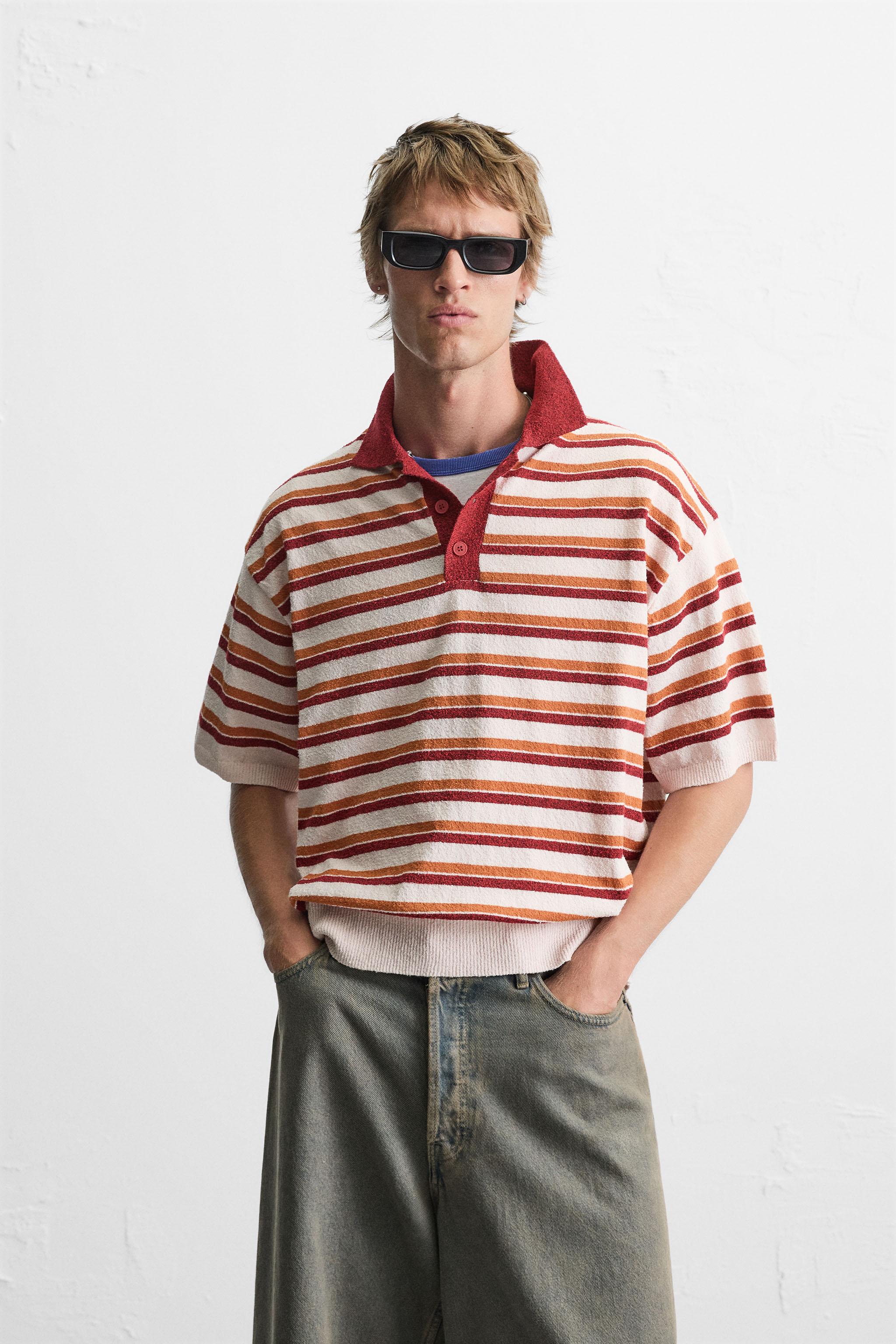 POLO EN MAILLE RAYURES TEXTURÉ