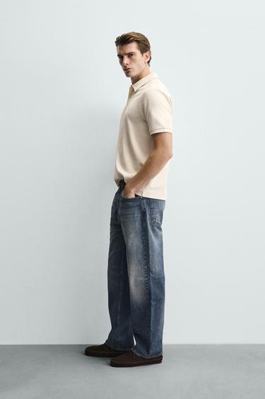 REGULAR FIT TEXTURED POLO SHIRT - Oyster-white by Zara - Image 2