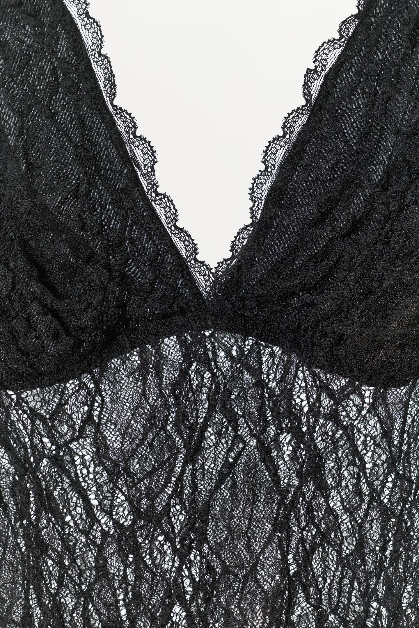 Женский топ Zara Lace Tank Top, цвет: Чёрный — фото 4