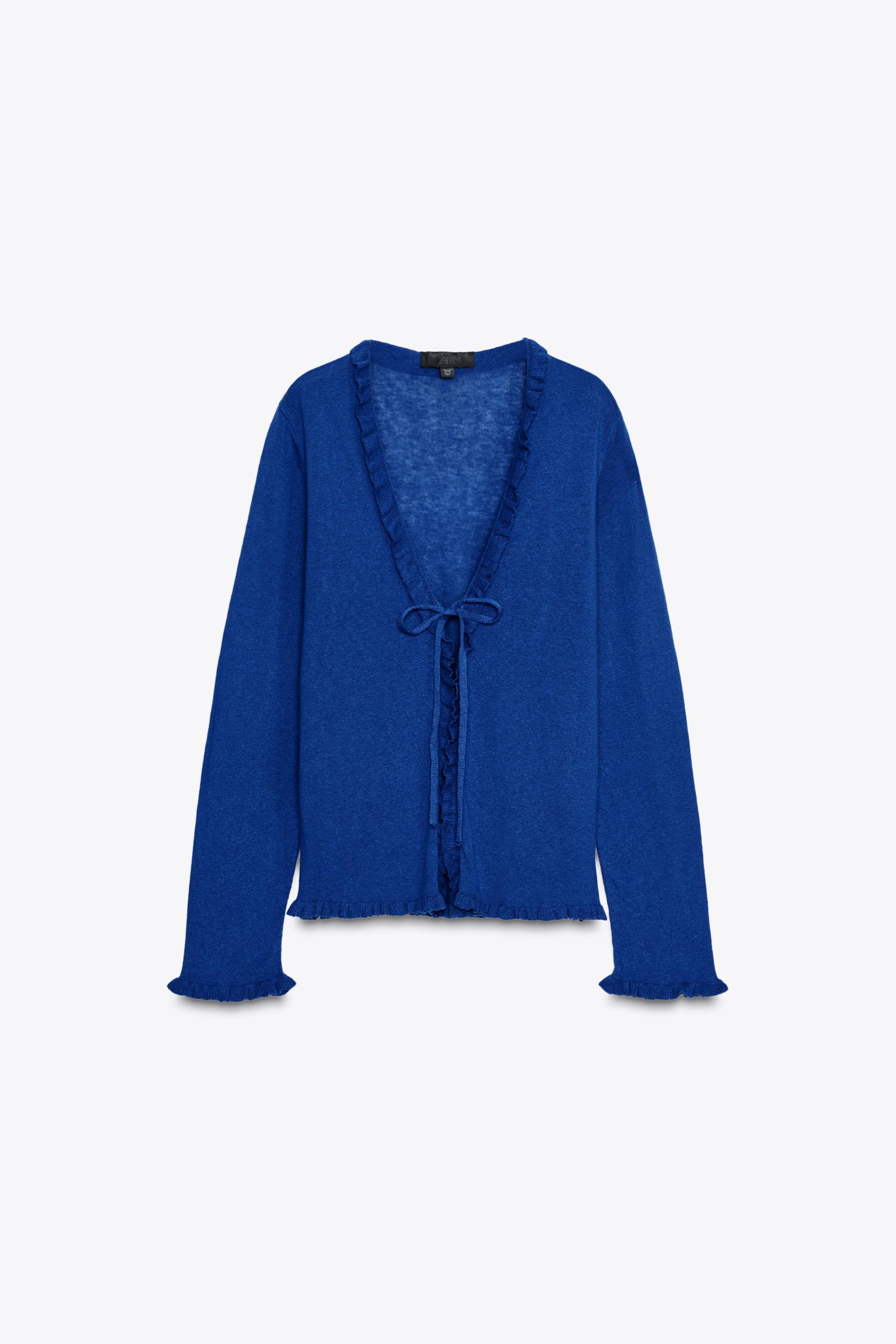フリルトリム ニットカーディガン - 濃青 | ZARA Japan / 日本