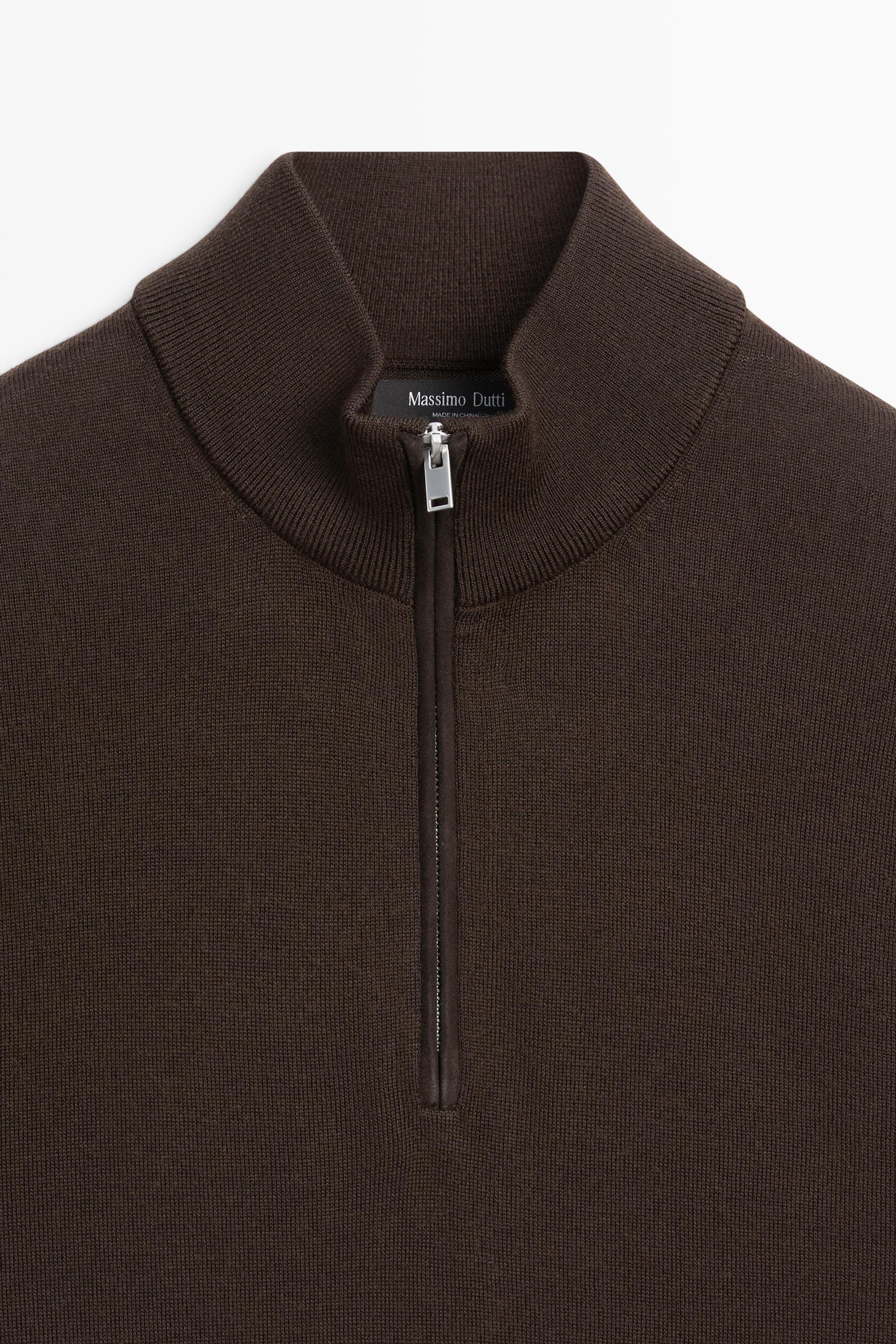 Merino wool blend mock neck knit sweater