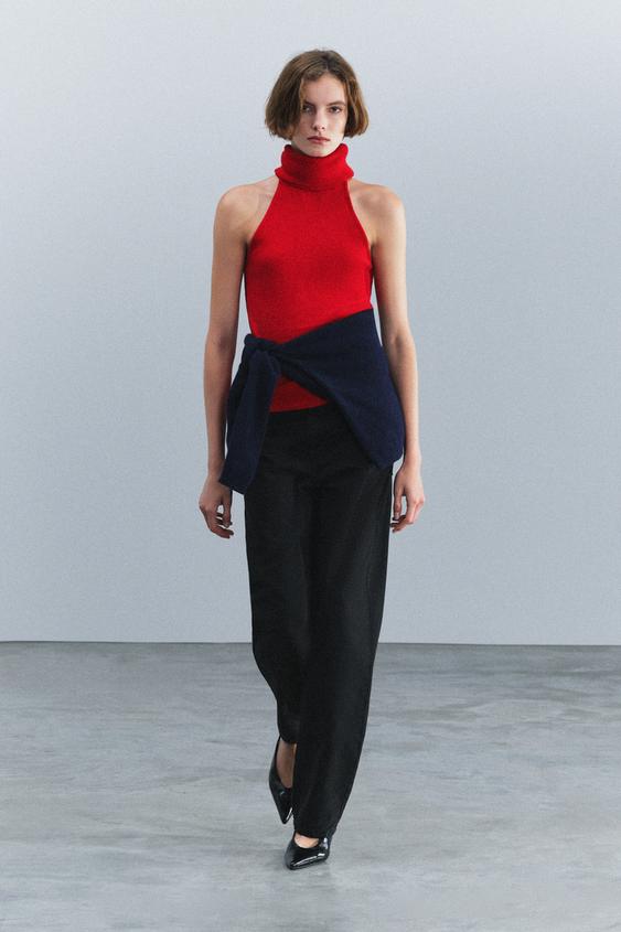 HIGH NECK TOP - Red by Zara - Image 0