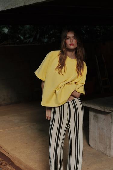 SHORT SLEEVE SWEATSHIRT - Yellow by Zara