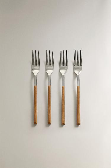 DESSERTGABELN MIT HOLZOPTIK-GRIFF (4ER-PACK) - Braun von Zara - Bild 0