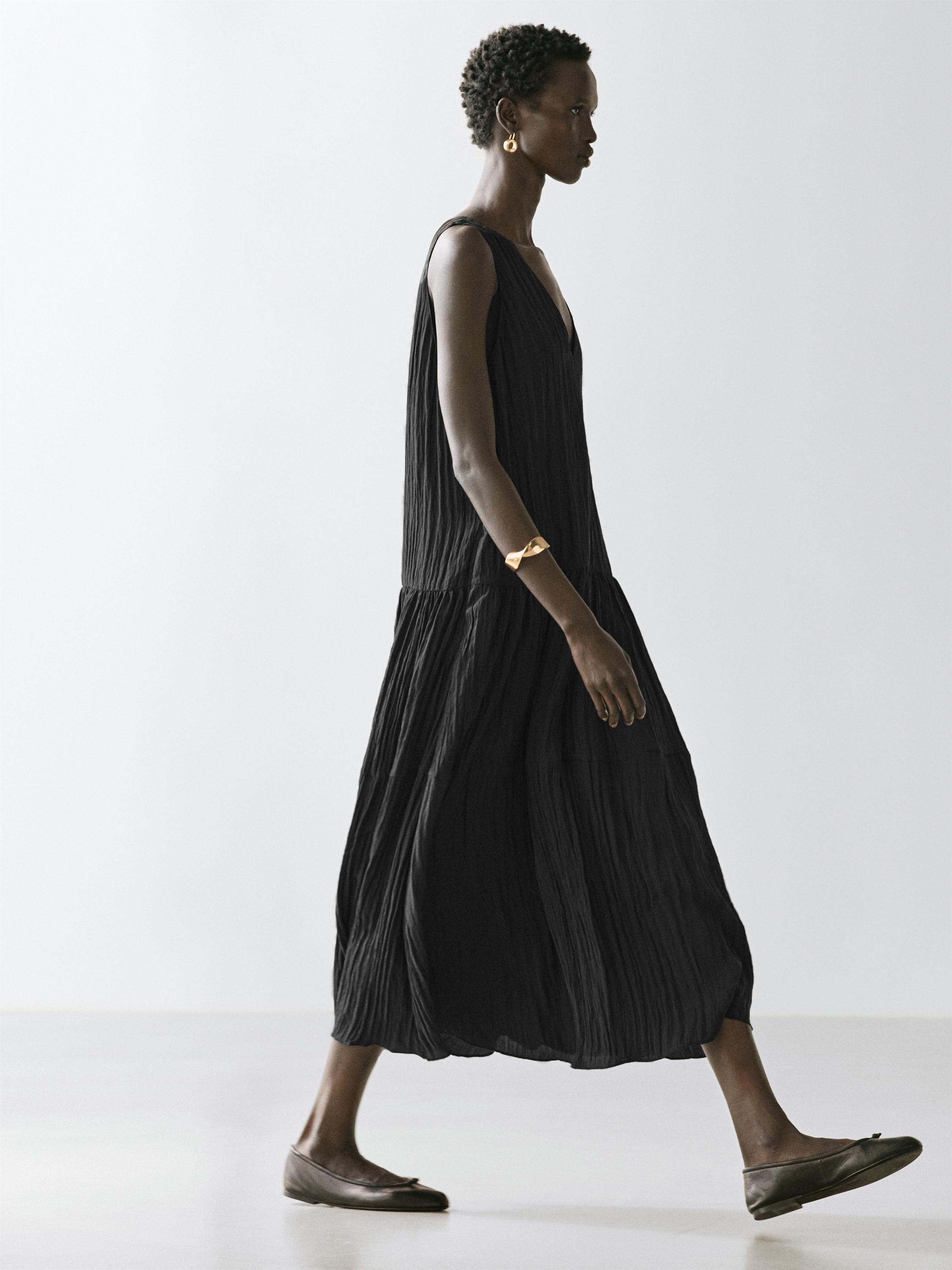 Flowing pleated midi dress