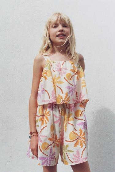 PALM TREE PRINT PLAYSUIT - Multicoloured by Zara