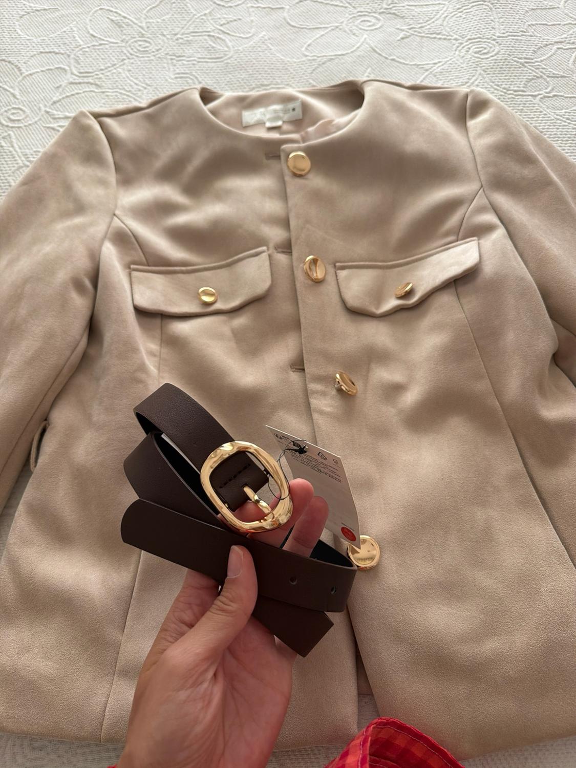 FAUX SUEDE BLAZER WITH BELT - Image 3